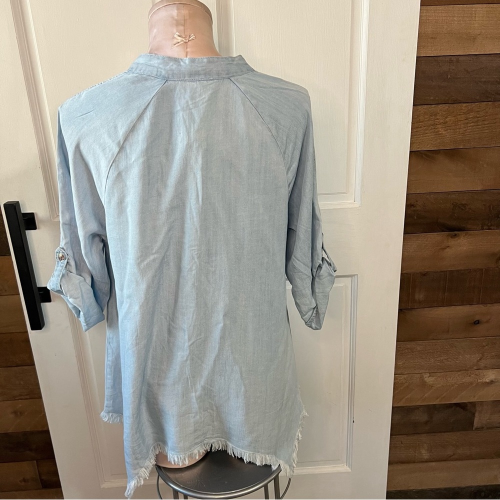 NWT Hester & Orchard Bohemian Super Soft, Jean Shirt with Ragged Hem, Sz… - Picture 4 of 15